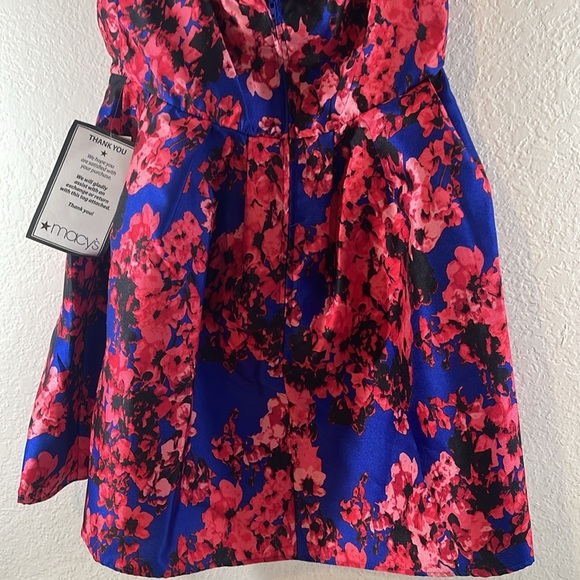 B.DARLIN Floral Print Blue Strapless Fit & Flare Dress Size 7/8 NEW - Picture 8 of 11